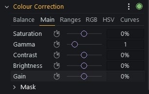 color correction in lightworks