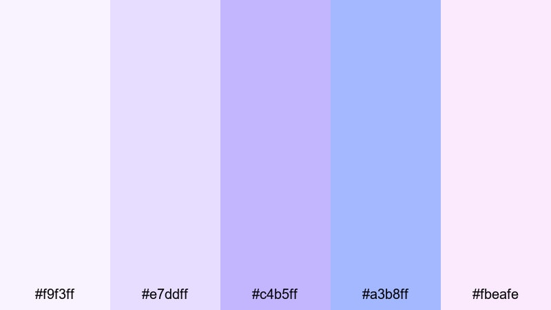 lilac milk cloud feminine color palette with hex codes