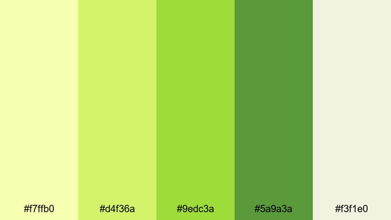 lime orchard breeze green yellow color palette with hex codes