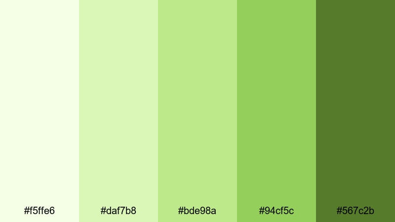 lime orchard sun light green color palette with hex codes