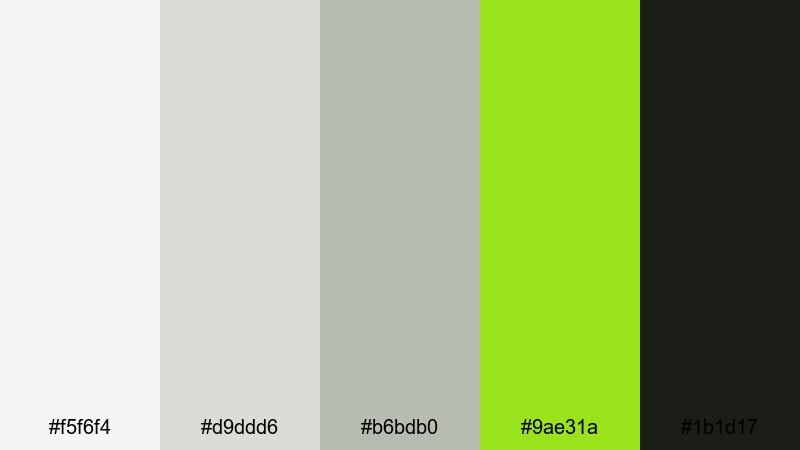 lime pop concrete light gray color palette with hex codes