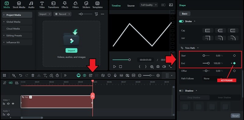 set keyframe at the end
