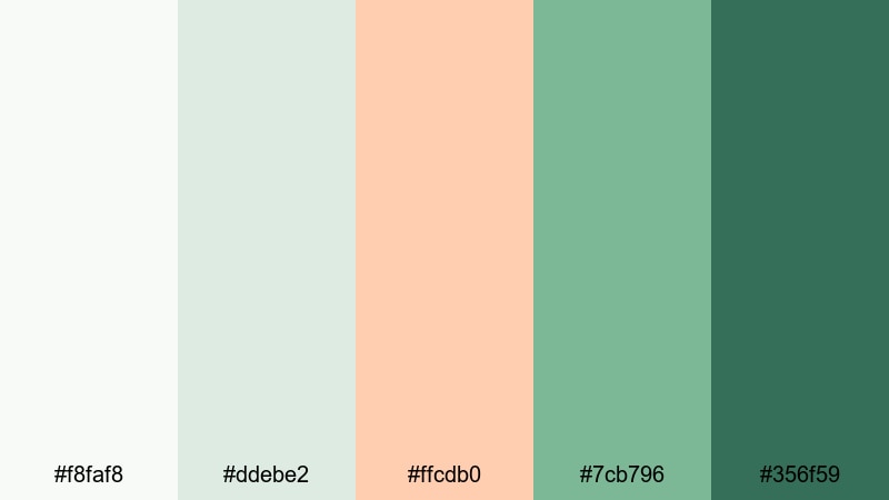 linear loft green peach green peach color palette with hex codes