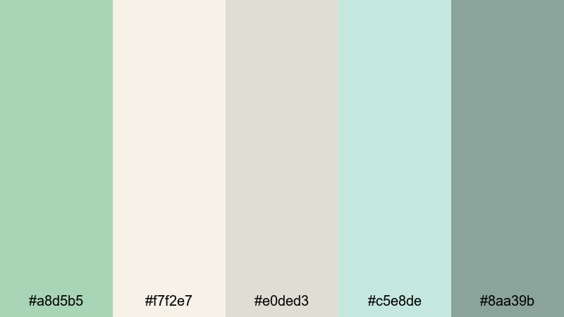 linen morning light pistachio color palette with hex codes