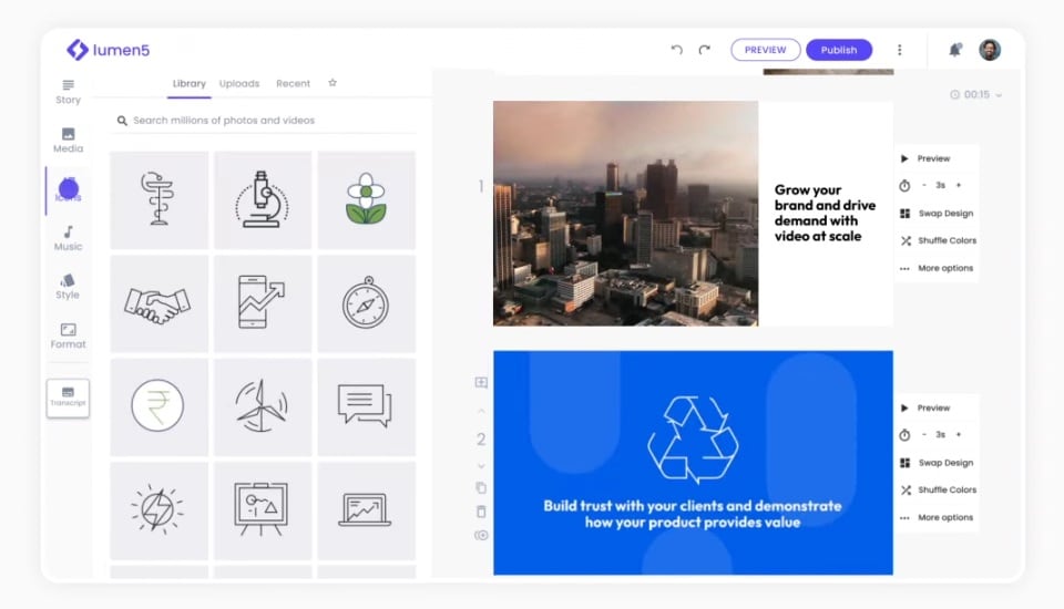 lumen5 video editor