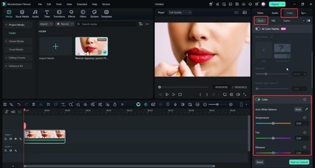 filmora color correction tools