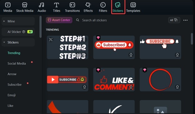 filmora stickers