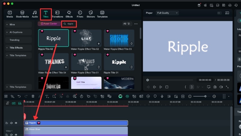 find liquid text presets in filmora