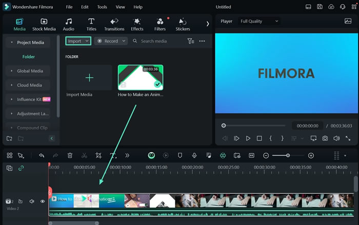 add video to filmora timeline