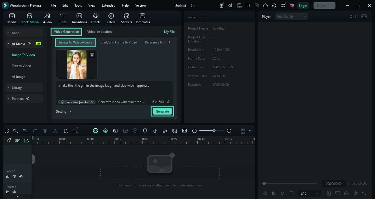 access filmora video generation type prompt