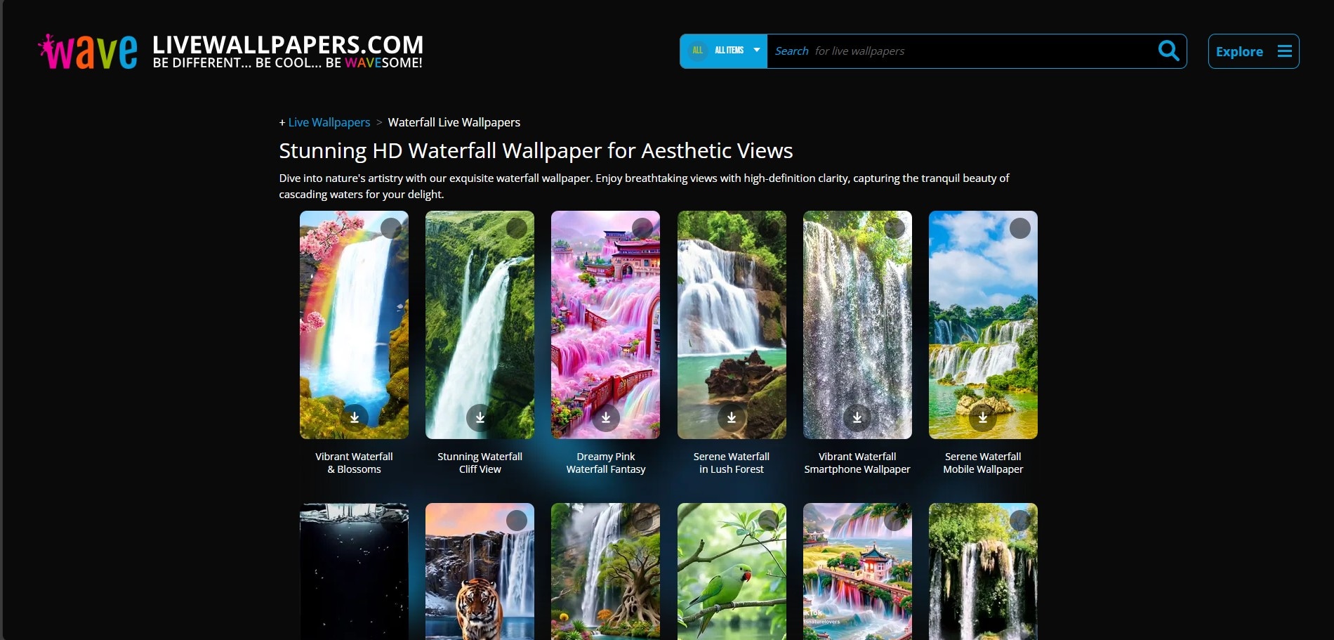livewallpapers waterfall live wallpaper