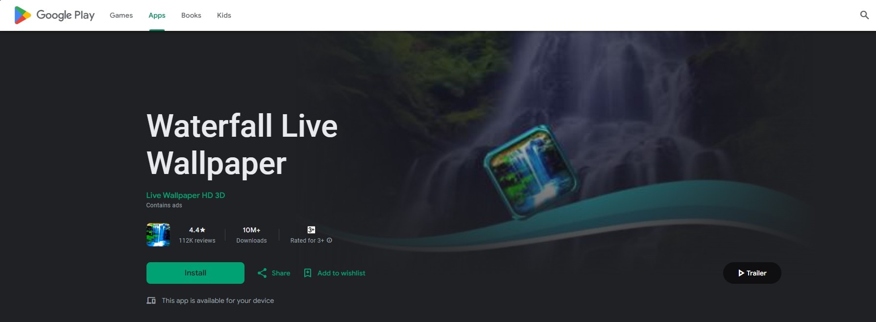 waterfall live wallpaper app android