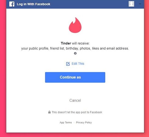 Can tinder post to facebook