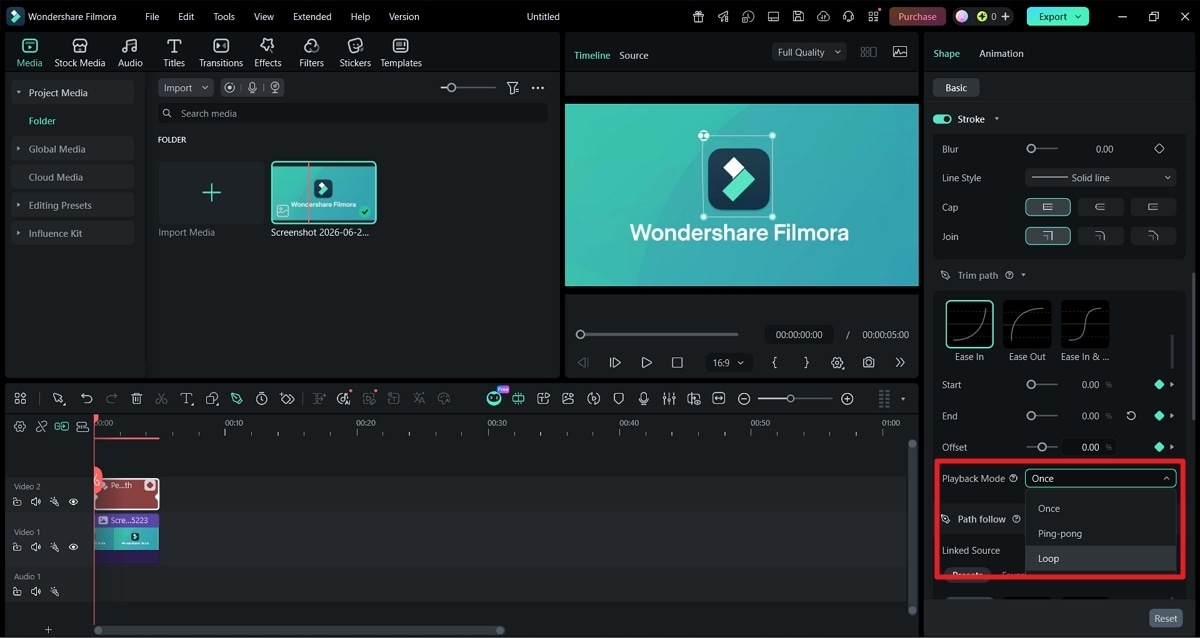 Filmora playback modes