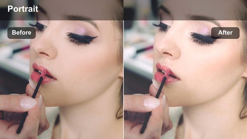 Low-key portrait with faded blacks and clear, natural skin tone in the shadows.