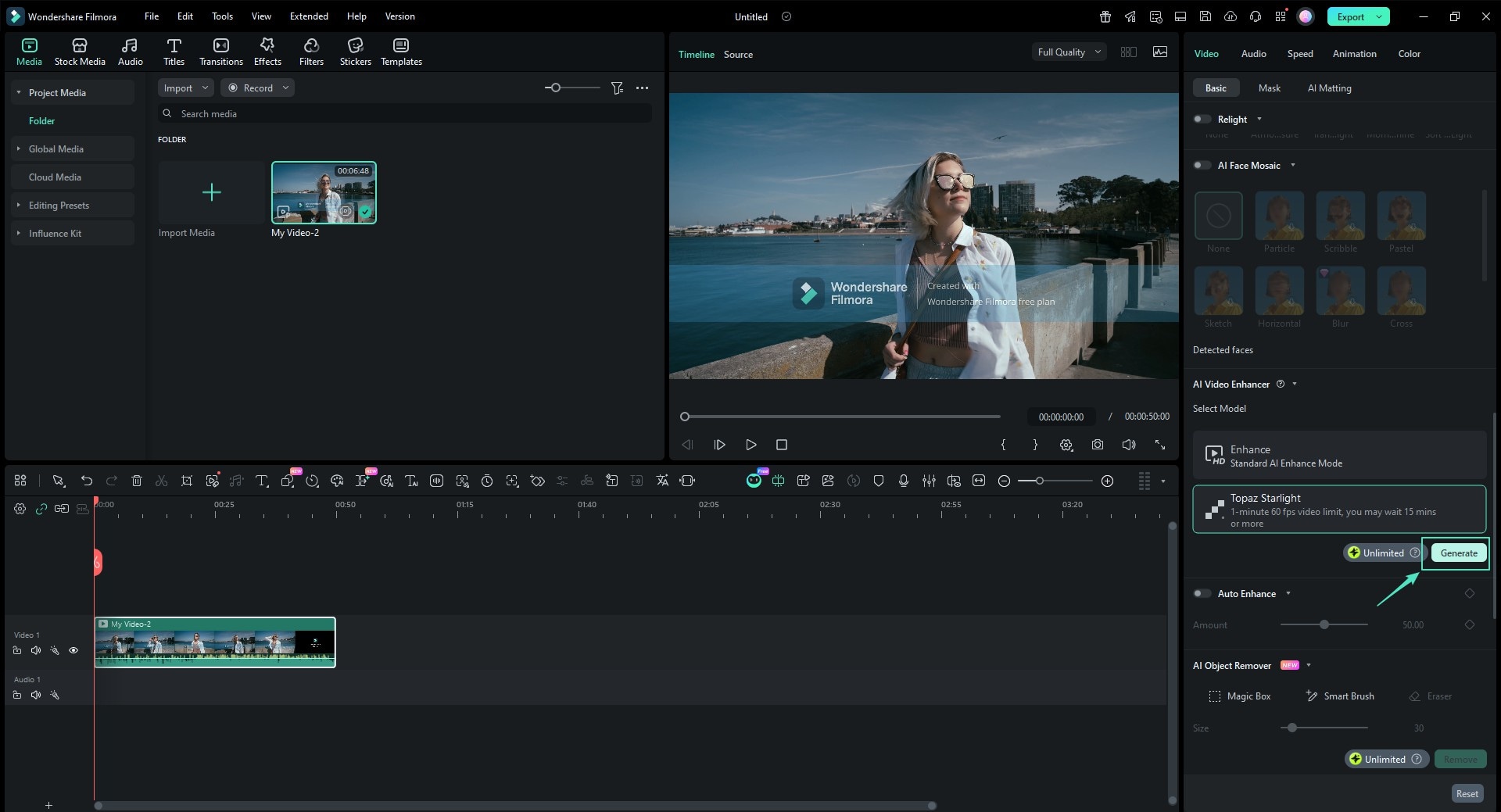 click generate to process enhancement