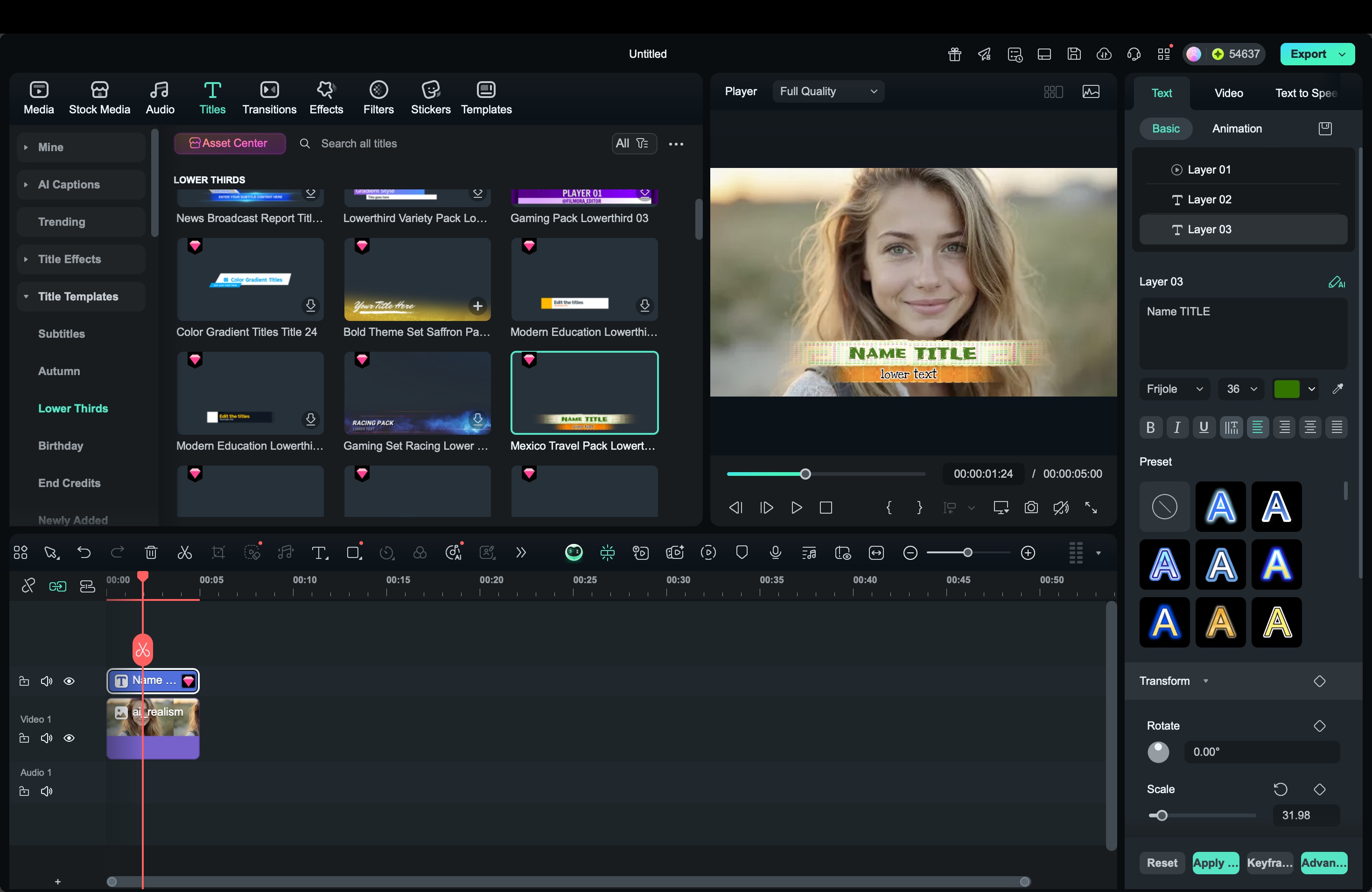 add lower third to the timeline