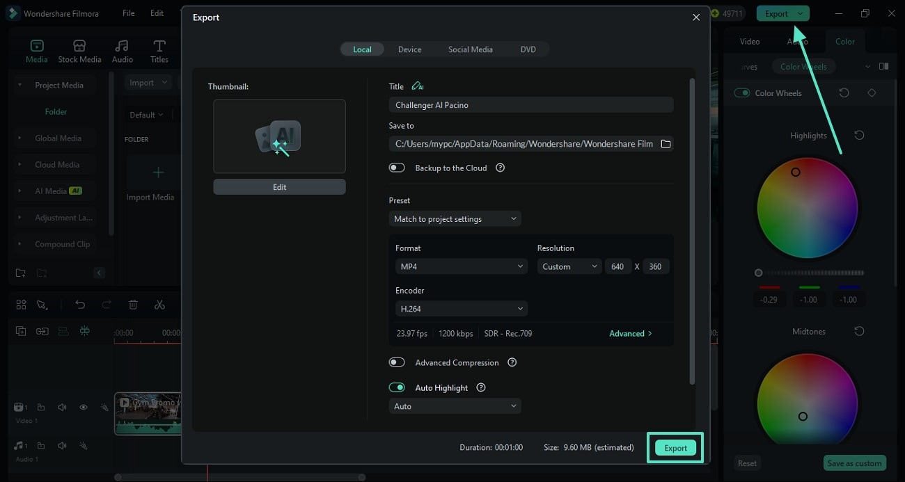export video with new colors