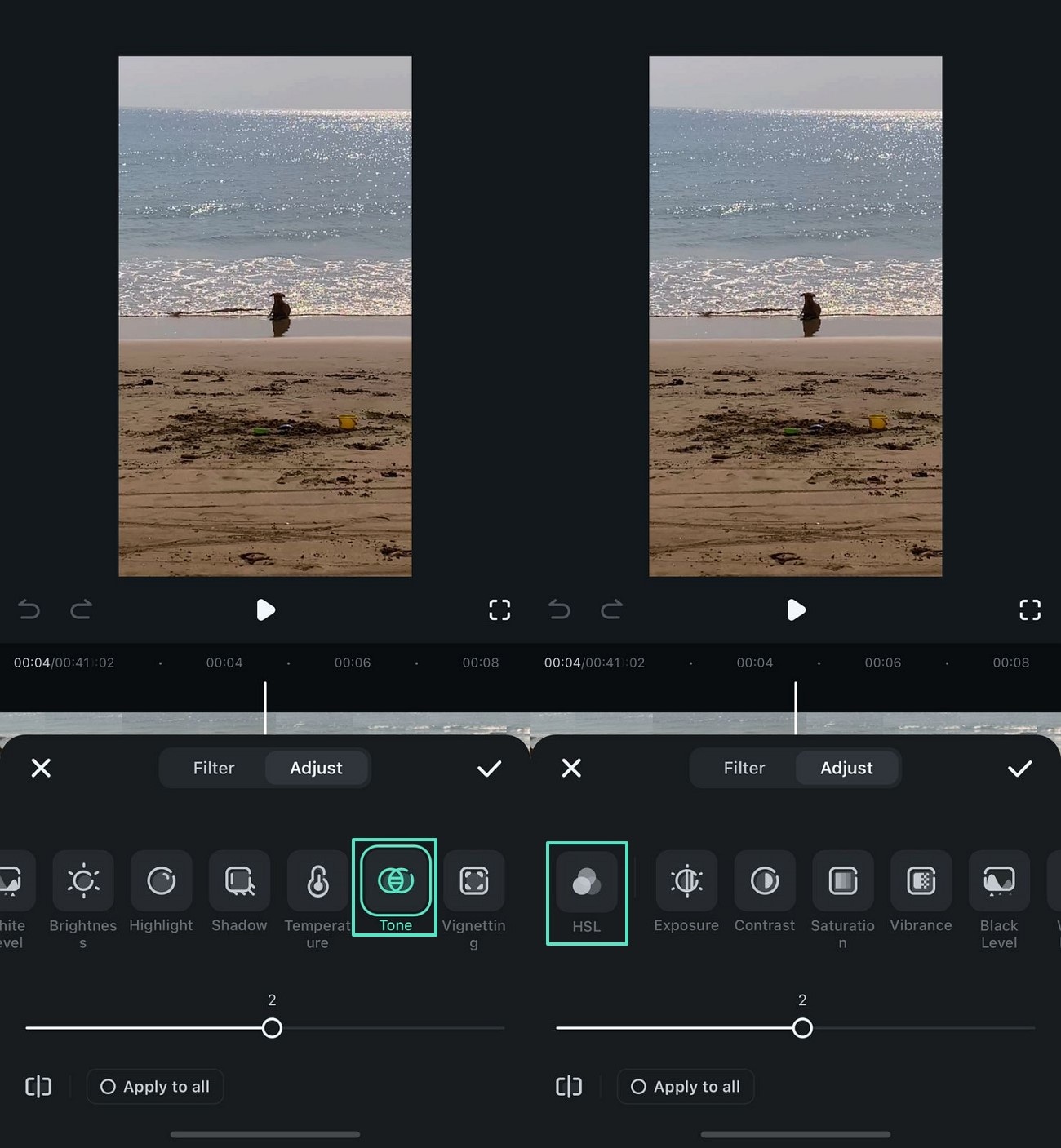  set tone and hsl slider