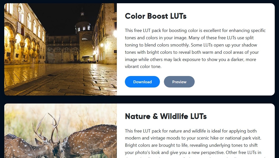 save stunning lut presets online