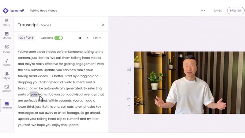 lumen5 ai talking heads feature