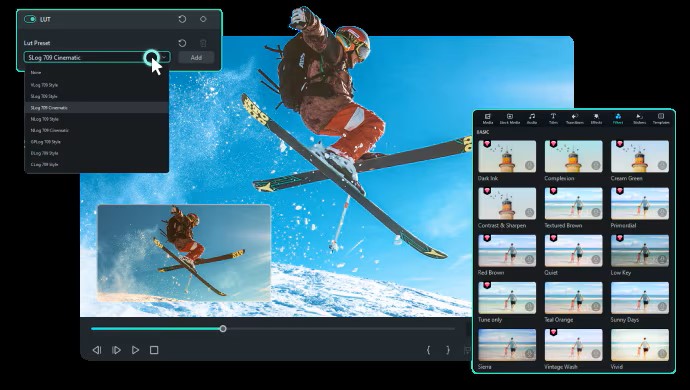 LUT Filters that can be applied to Filmora videos.