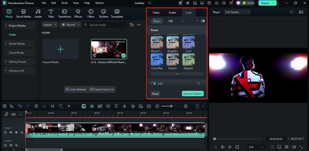 select color on filmora