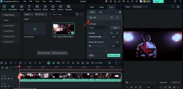 apply lut on filmora