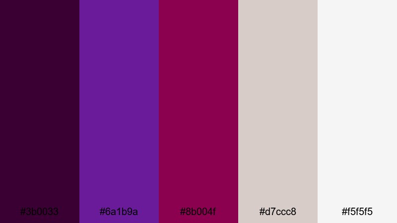 luxe aubergine lounge dark magenta color palette with hex codes