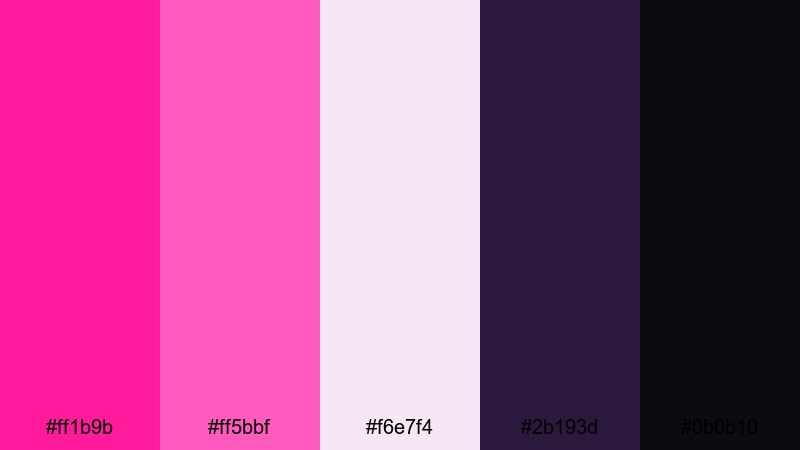 luxe magenta noir pink magenta color palette with hex codes