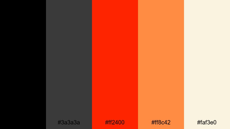 luxury ember branding black red orange color palette with hex codes
