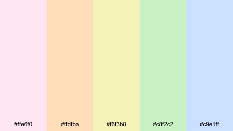 macaron daydream set feminine color palette with hex codes