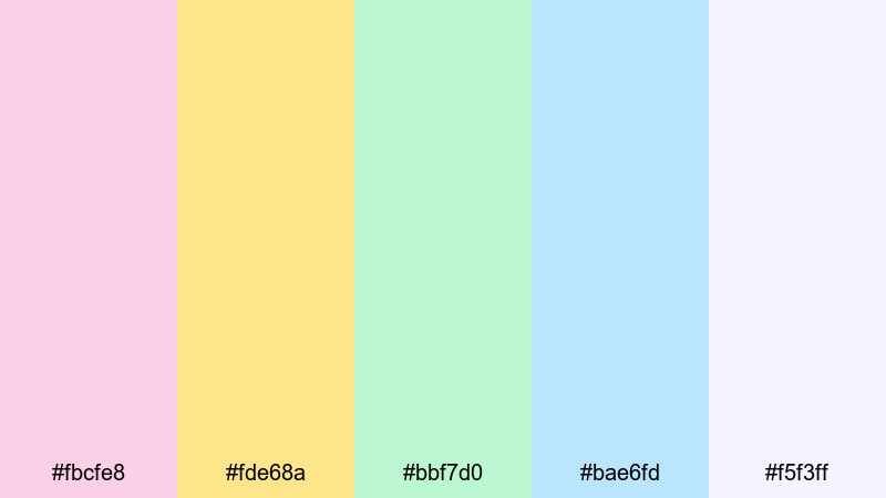 macaron pastel party lavender pink color palette with hex codes