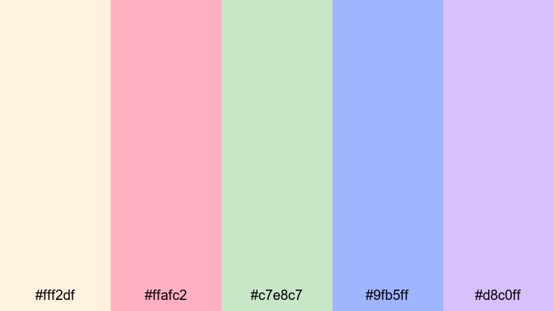 macaron storyboard pink cream color palette with hex codes