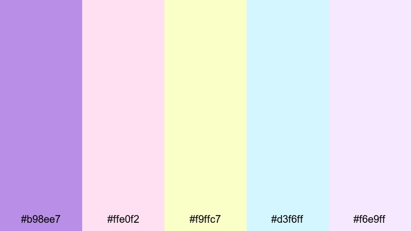 macaron studio set bright lavender color palette with hex codes