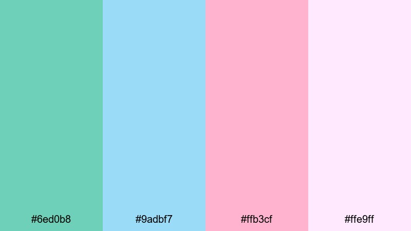 macaron surf party green blue pink color palette with hex codes