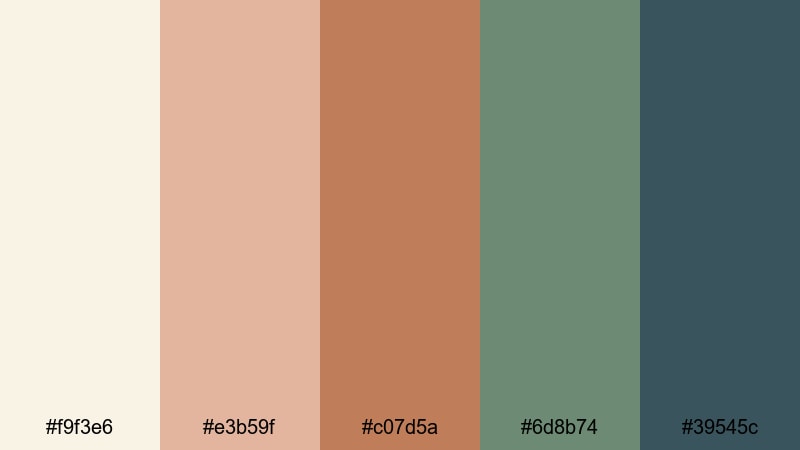 macrame market morning hippie color palette with hex codes