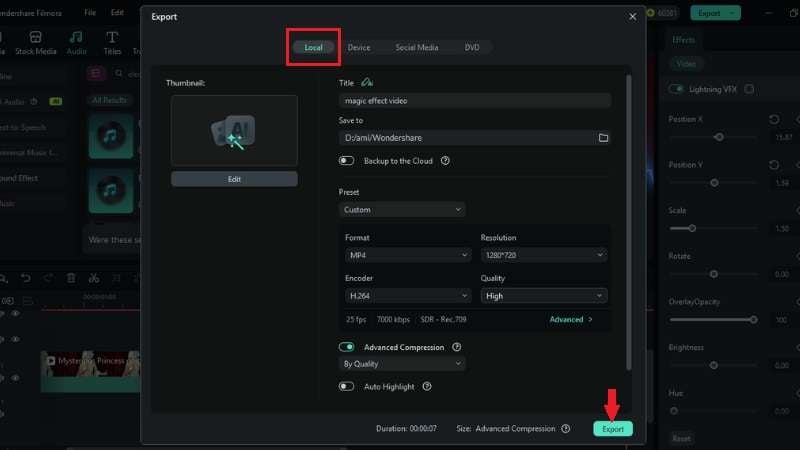 export the magic effect video