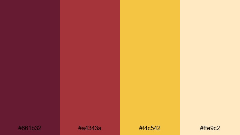 majestic ballroom lights maroon gold color palette with hex codes