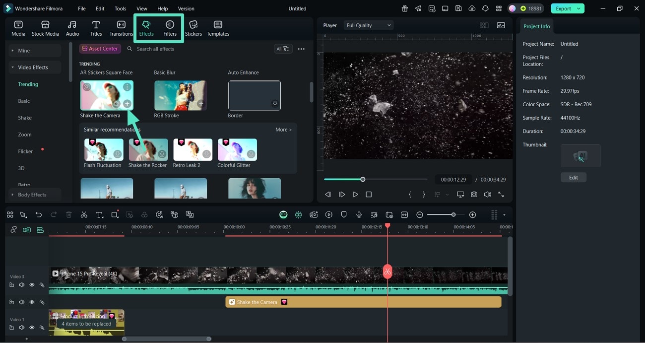use effects and filters promo video