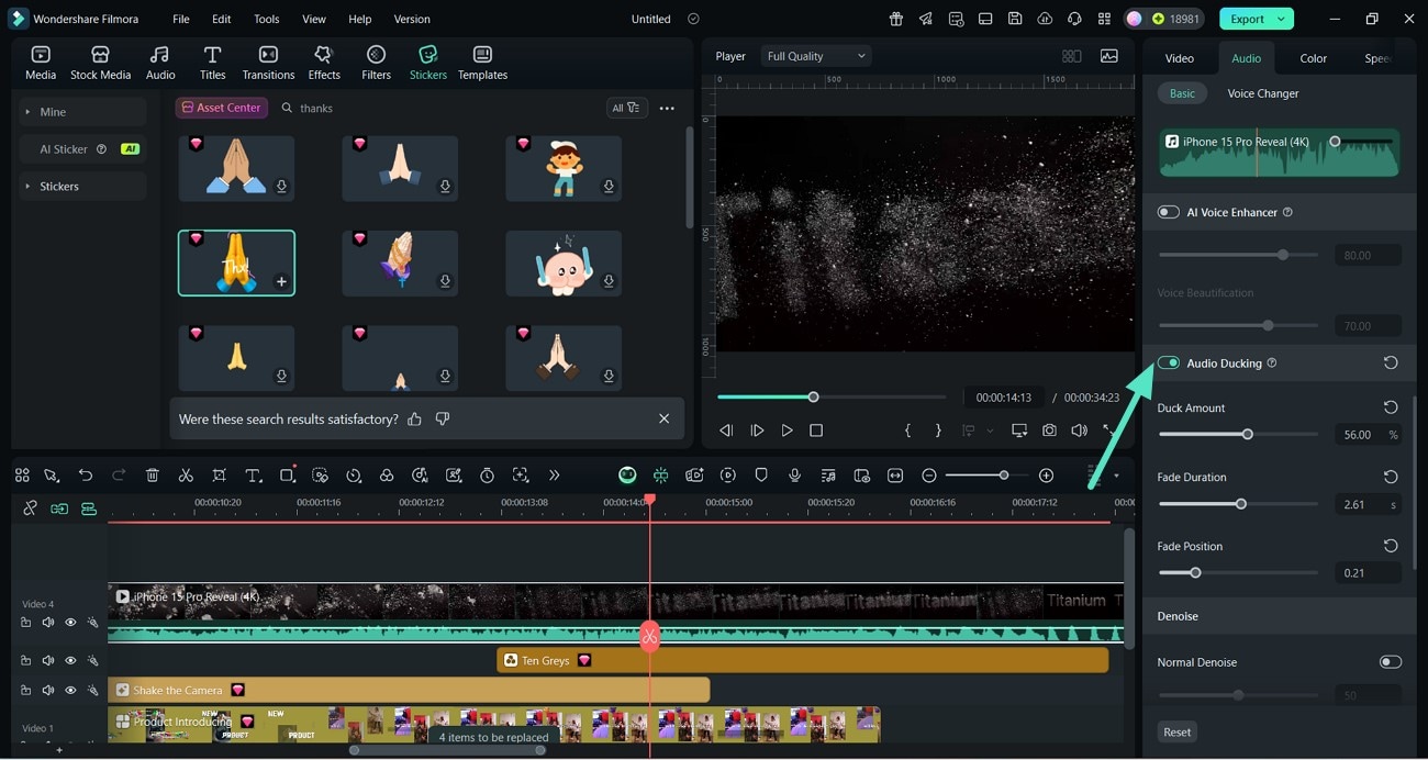 enable audio ducking videos