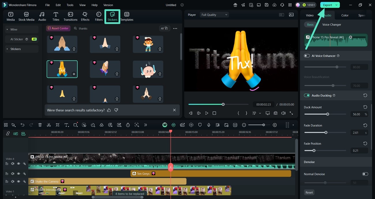 insert stickers and export video