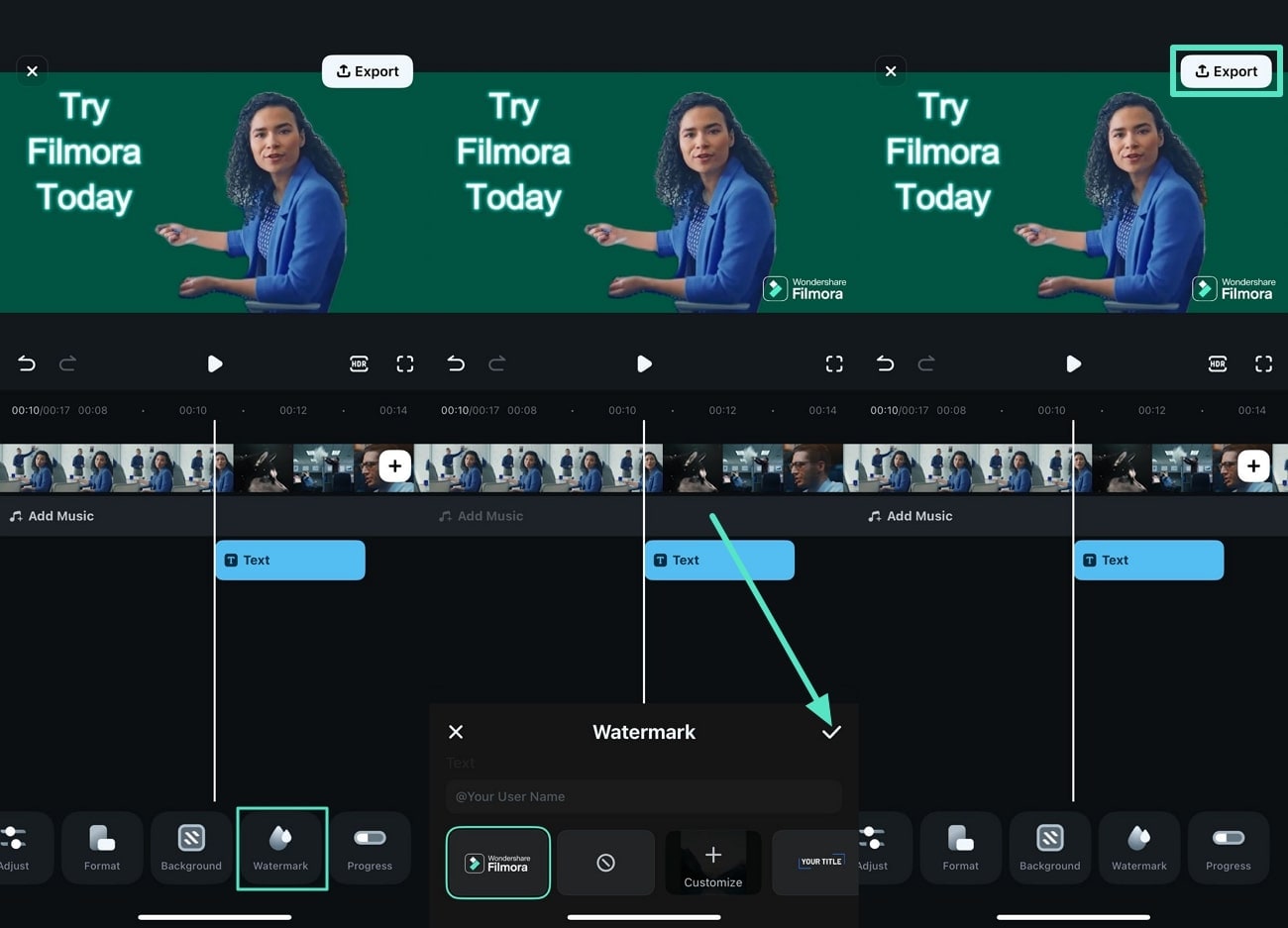 add custom watermark and export
