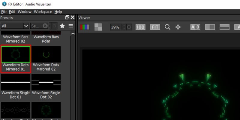 select audio visualizer style