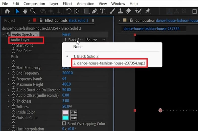 select the audio in audio layer