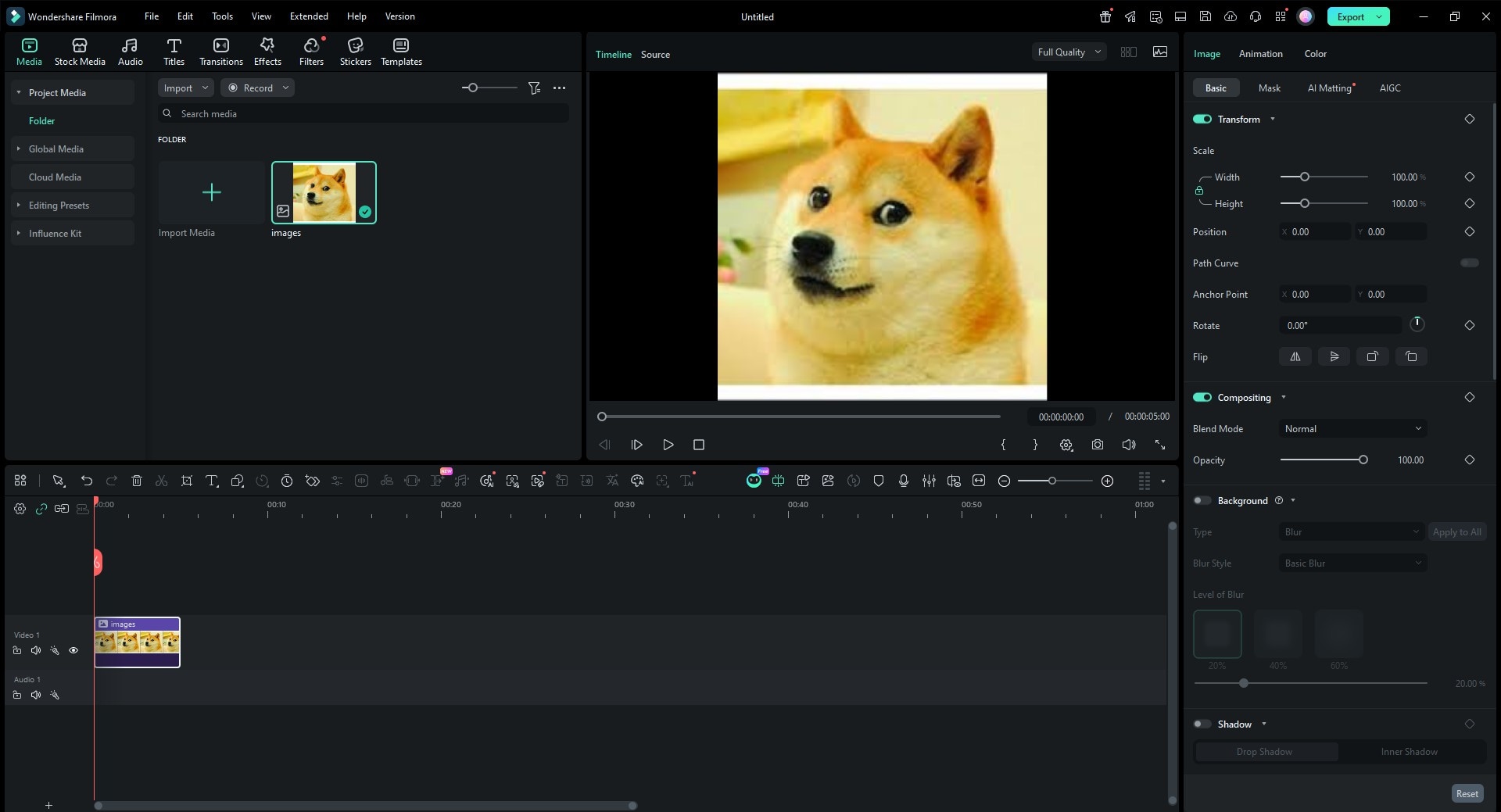 import doge media to filmora