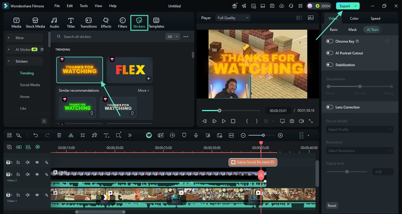 enhance visual with sticker and export