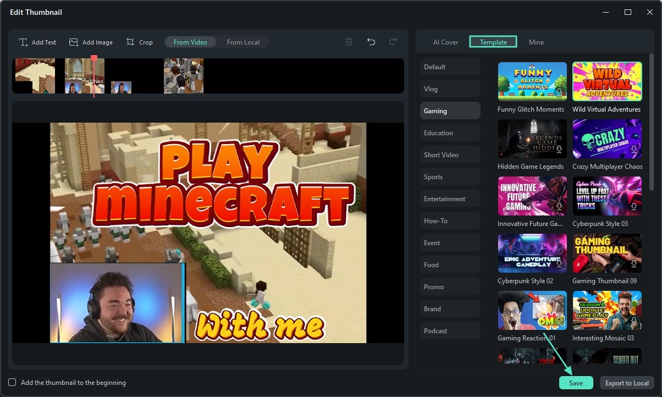 edit thumbnail gaming video