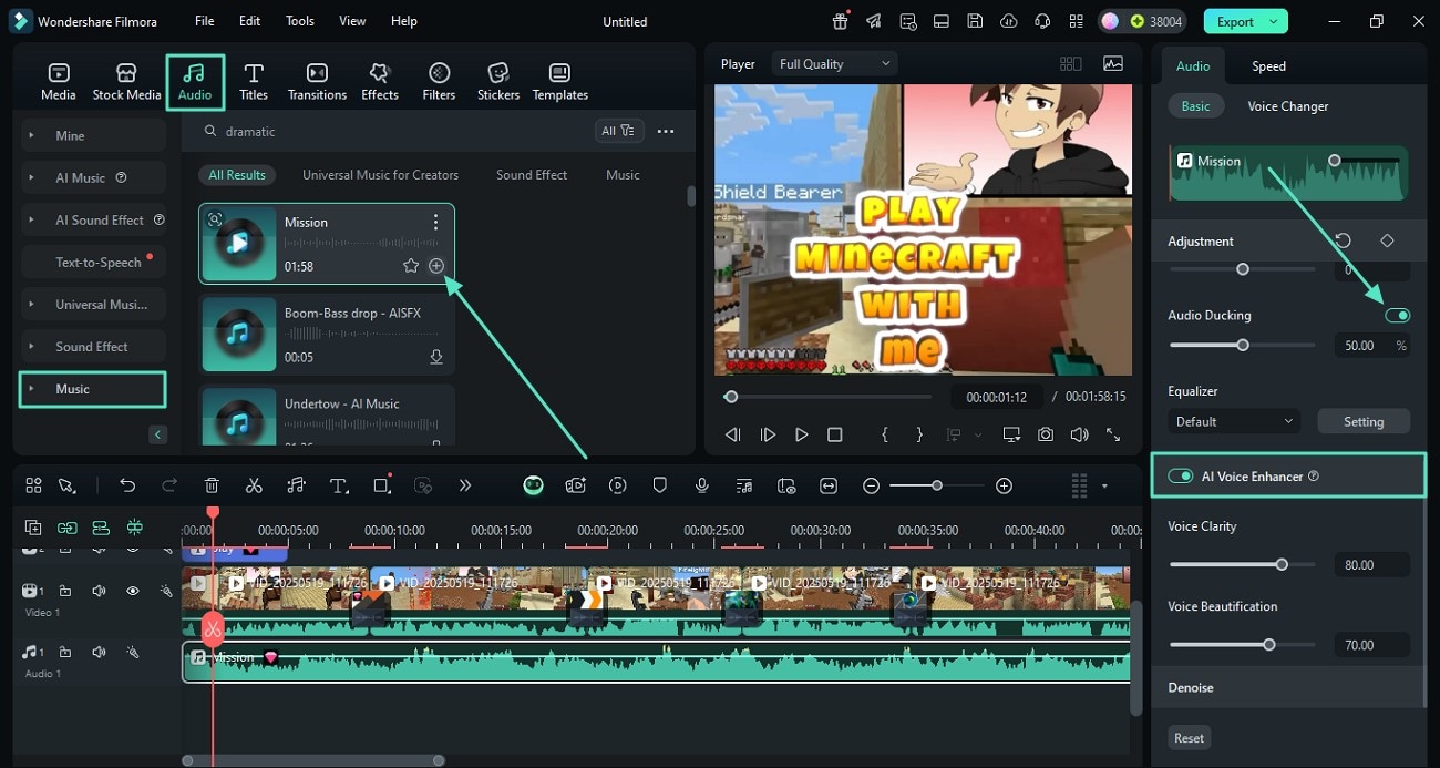 use audio and add music