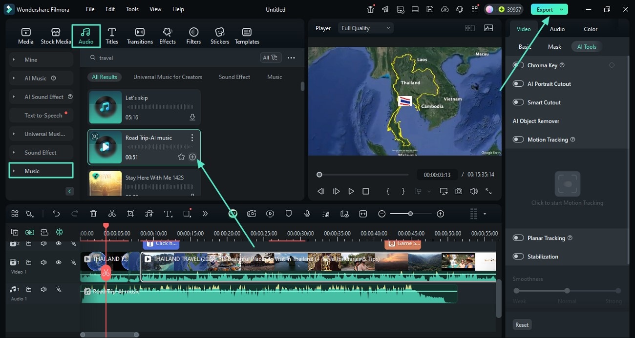 insert audio and export interactive video